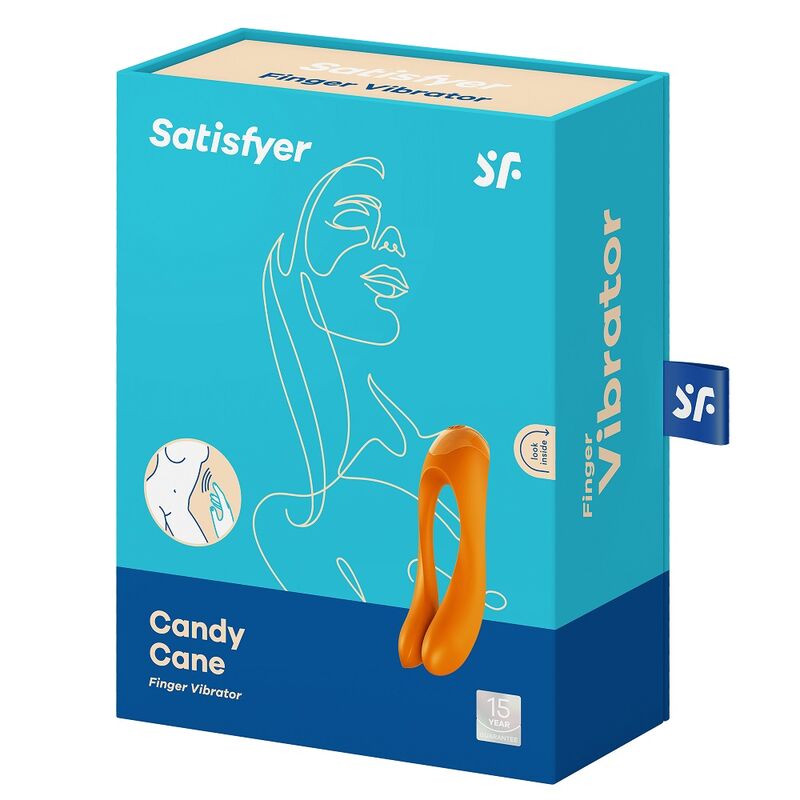 Satisfyer Dito Candy Cane - Massaggiatore esterno, colore arancione - vista laterale
