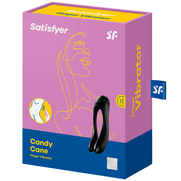 Satisfyer Dito Candy Cane - Massaggiatore esterno, colore nero - vista laterale