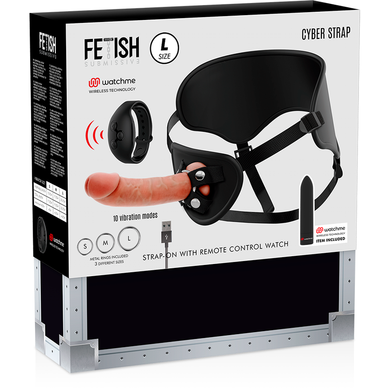 Fetish Submissive Cyber Strap Imbragatura - Massaggiatore con telecomando - vista laterale