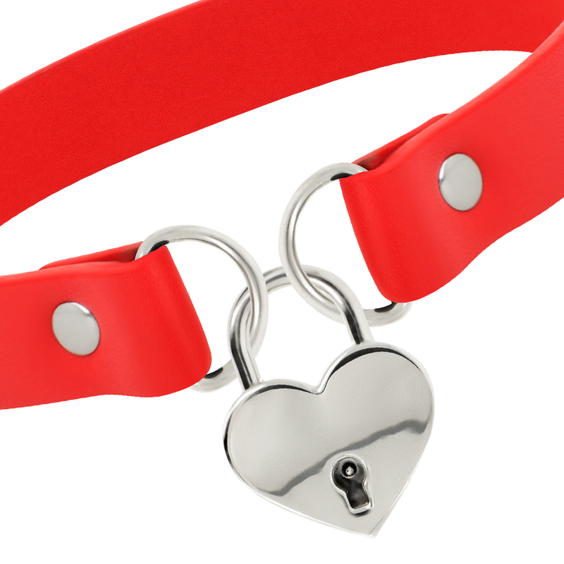 Coquette Chic Desire Collana - Accessorio intimo, colore pelle vegana rossa accessorio cuore chiave - nella confezione