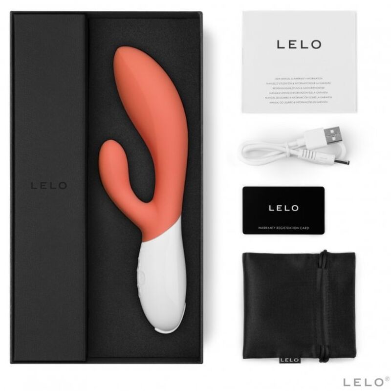 LELO Ina 3 - Massaggiatore doppio, colore corallo - vista laterale
