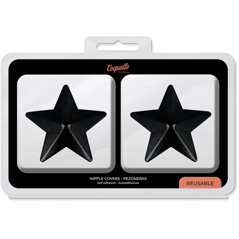 Coquette Chic Desire Copri Capezzoli - Lingerie, colore black stars - in mano per le dimensioni