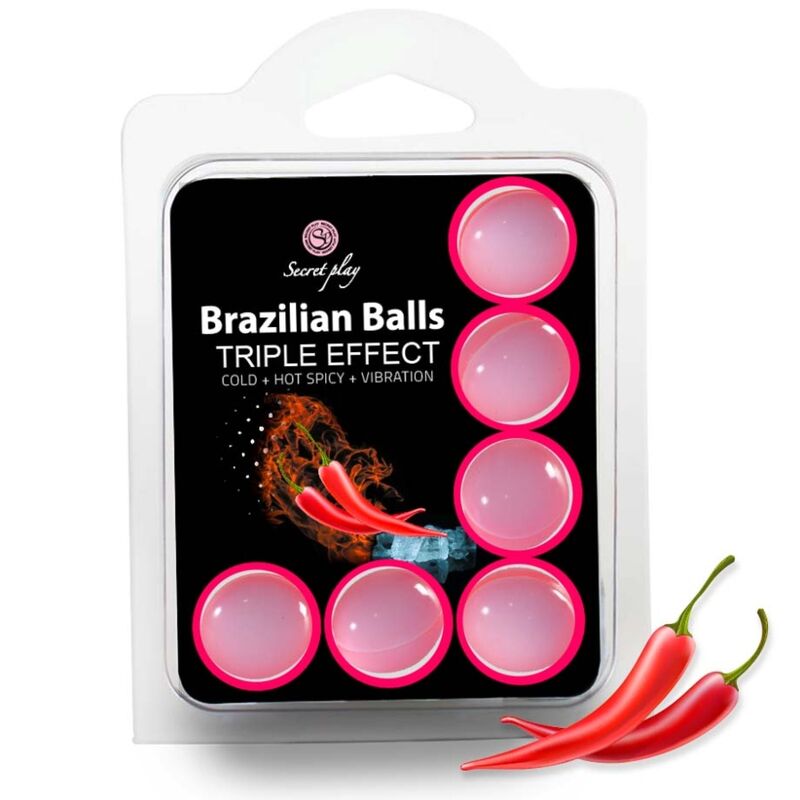 Secretplay 6 Palline Brasiliane Triplo Effetto - Lubrificante, kit da 3
