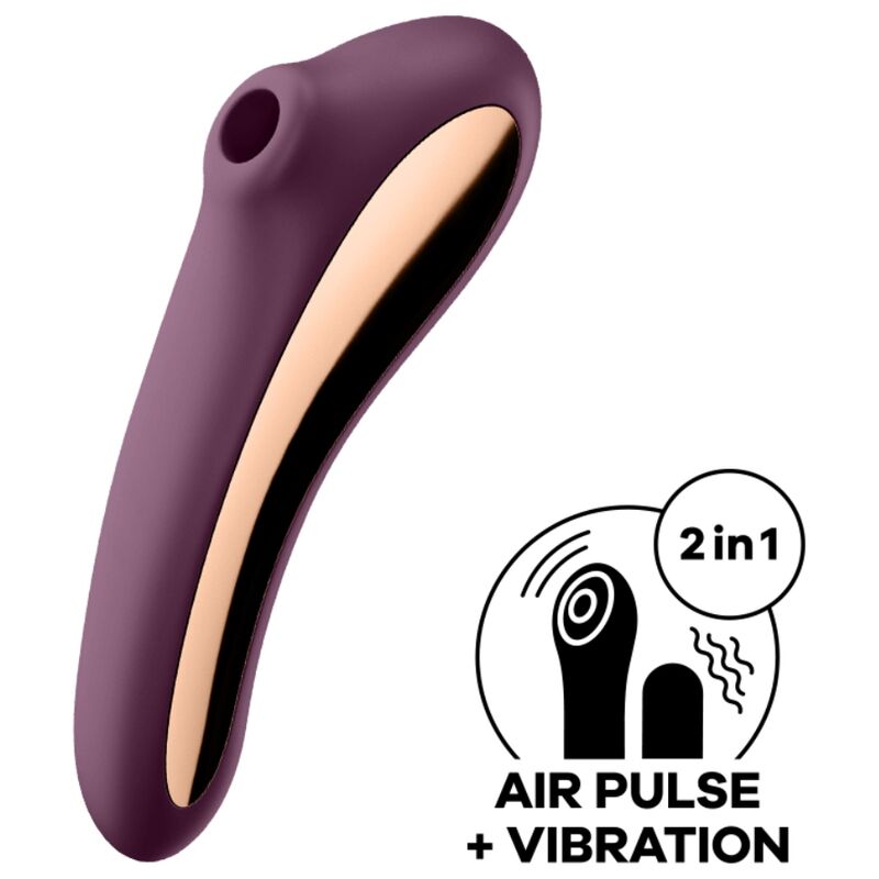 Satisfyer Dual Kiss Air Pulse - Massaggiatore ad aria pulsata, colore rosso vino - vista laterale