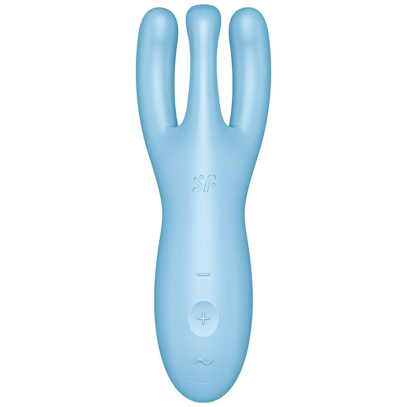Satisfyer Threesome 4 - Massaggiatore con app, colore blu - vista laterale