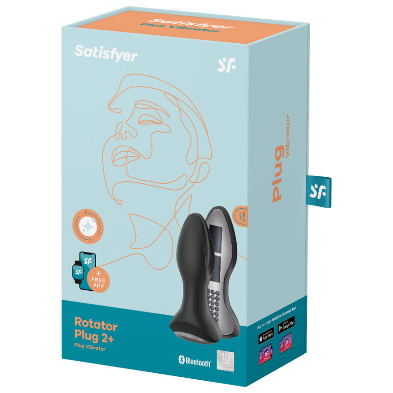 Satisfyer Rotator Plug 2+ - Massaggiatore con app, colore nero - in mano per le dimensioni