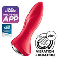 Satisfyer Rotator Plug 1+ Plug - Massaggiatore con app, colore rosso