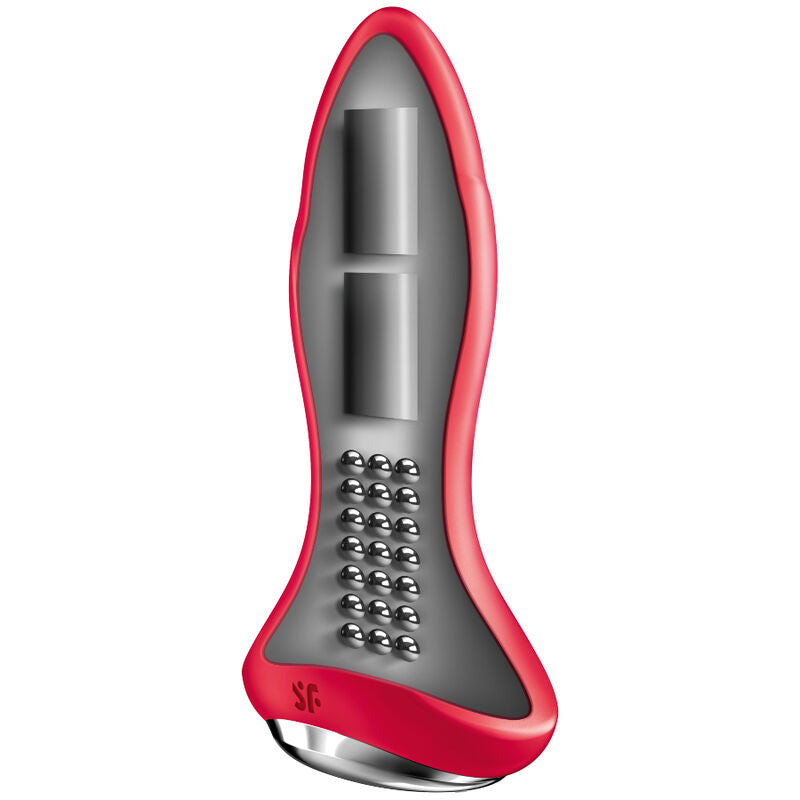 Satisfyer Rotator Plug 1+ Plug - Massaggiatore con app, colore rosso - vista laterale