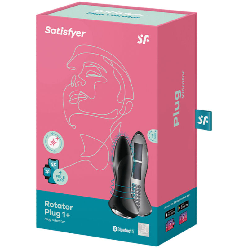 Satisfyer Rotator Plug 1+ Plug - Massaggiatore con app, colore nero - in mano per le dimensioni