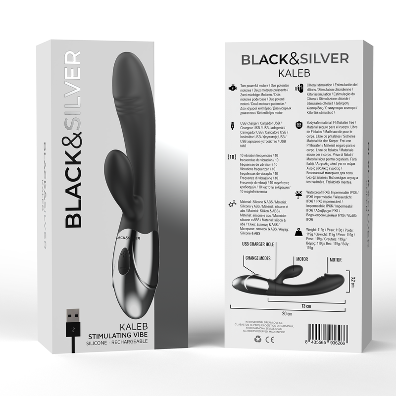 Black&Silver Vibra Stimolante Kaleb - Massaggiatore rotante - retro