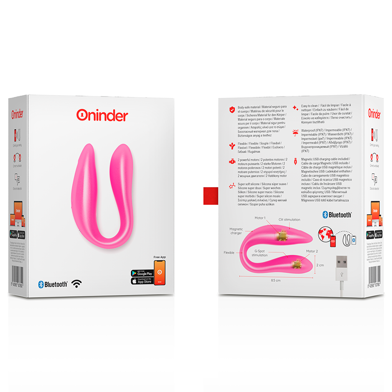 Oninder Lisboa - Massaggiatore con app, colore rosa - retro