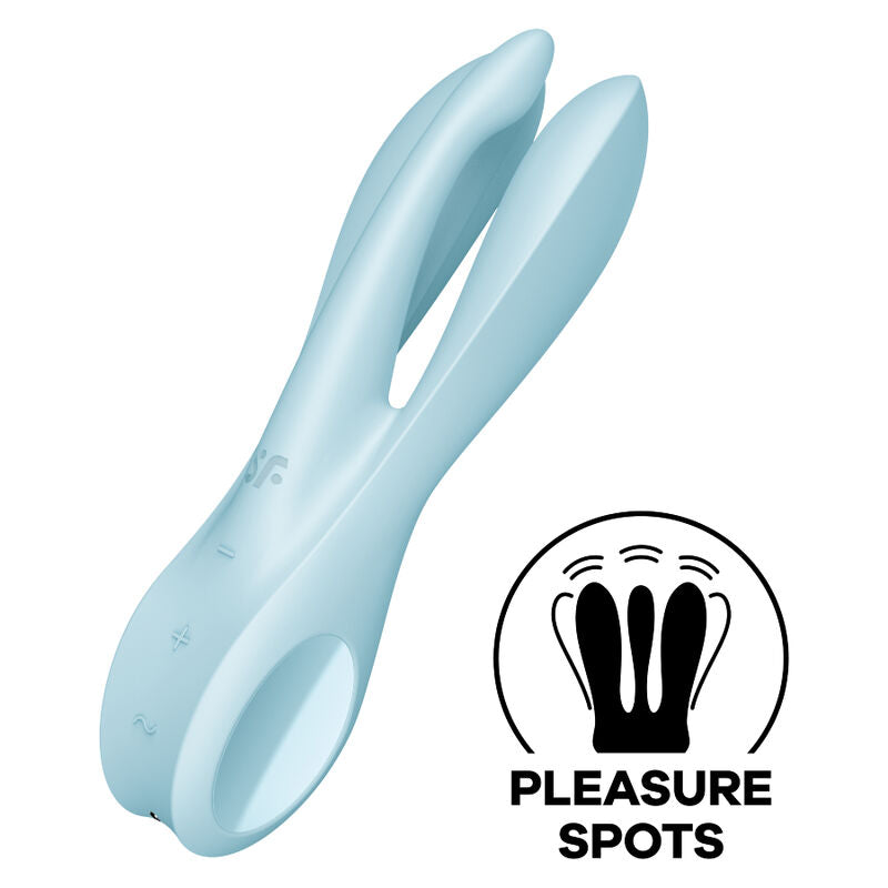 Satisfyer Threesome 1 - Massaggiatore esterno, colore blu - vista laterale