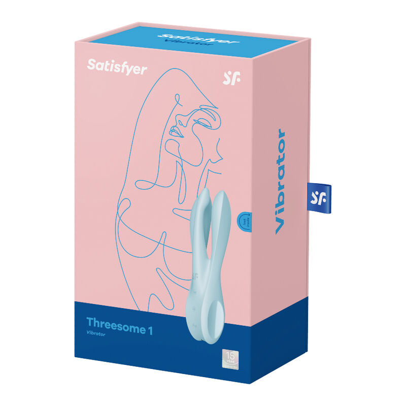 Satisfyer Threesome 1 - Massaggiatore esterno, colore blu - in mano per le dimensioni