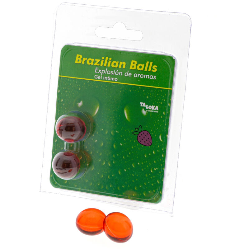 Taloka 2 Palline Brasiliane Gel - Lubrificante, kit da 3, colore alla fragola - vista laterale