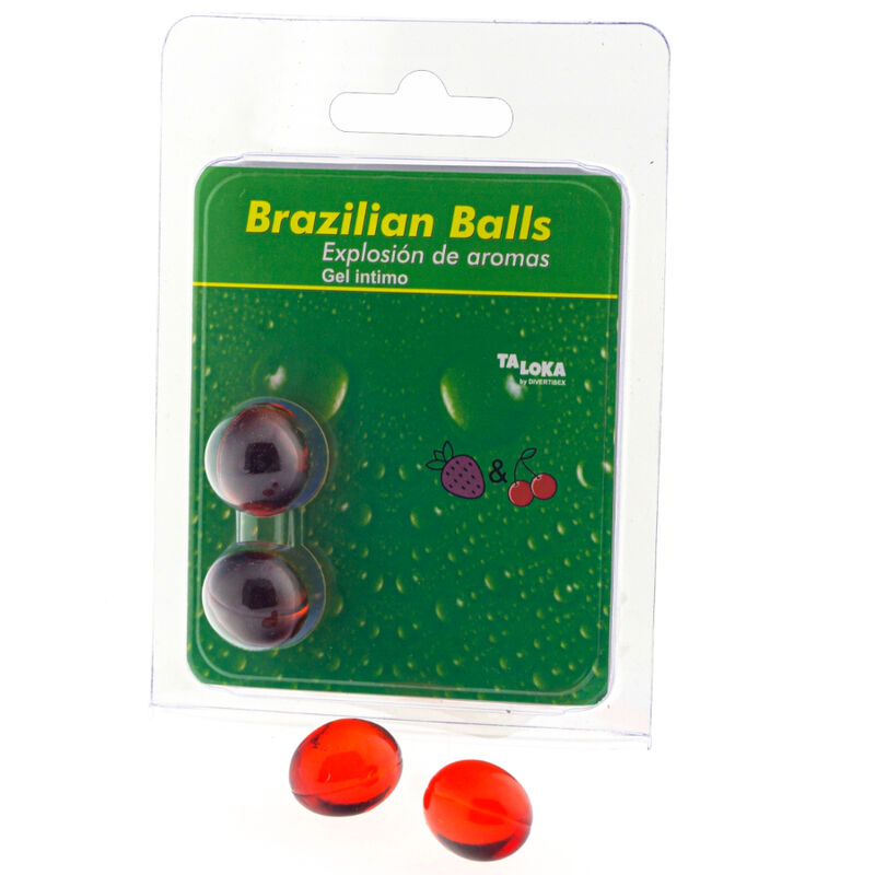 Taloka 2 Palline Brasiliane Gel - Lubrificante, kit da 3, colore fragola ciliegia - vista laterale