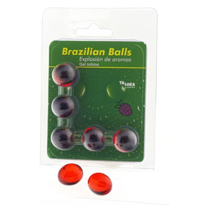 Taloka 5 Sfere Brasiliane Gel - Lubrificante, kit da 3, colore alla fragola - vista laterale