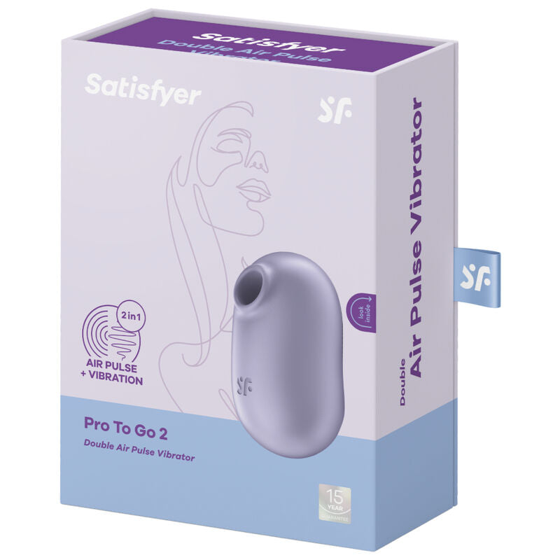 Satisfyer Pro TO GO 2 - Massaggiatore ad aria pulsata, colore viola - in mano per le dimensioni