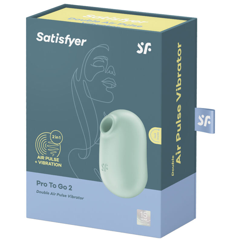 Satisfyer Pro TO GO 2 - Massaggiatore ad aria pulsata, colore verde - in mano per le dimensioni