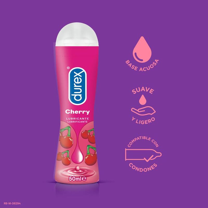 Durex Giocare Ciliegia 50 ml - Lubrificante, kit da 3 - vista laterale