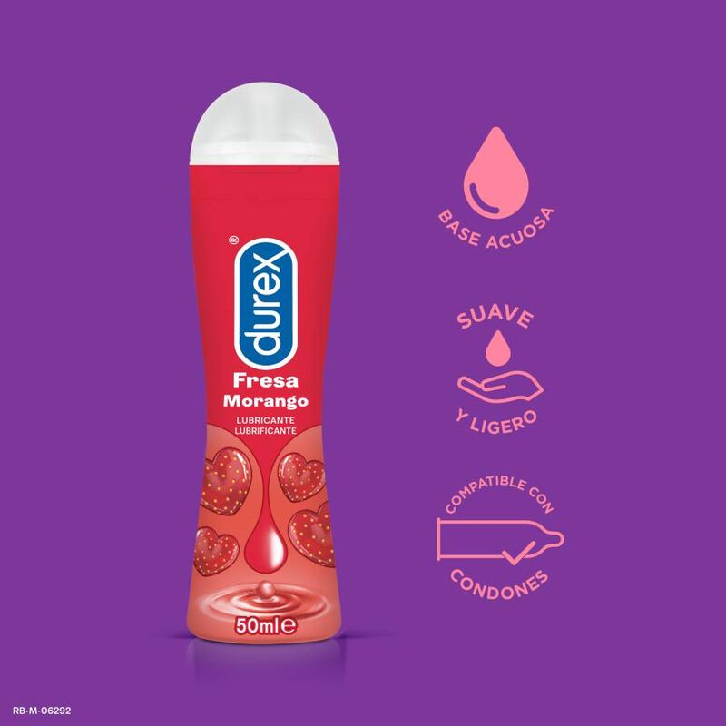 Durex Play Fragola 50 ml - Lubrificante, kit da 3 - vista laterale