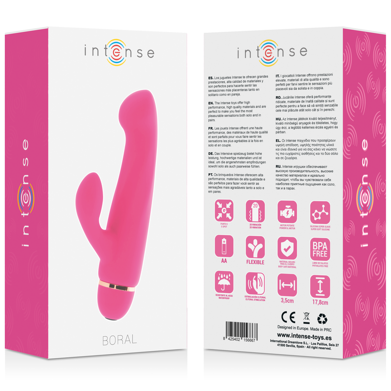Intense Boral 20 Velocit - Massaggiatore doppio, colore rosa - in mano per le dimensioni