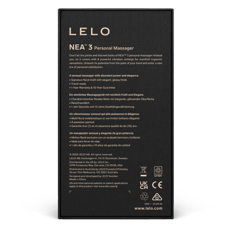 LELO Nea 3 - Accessorio intimo, colore nero - in mano per le dimensioni