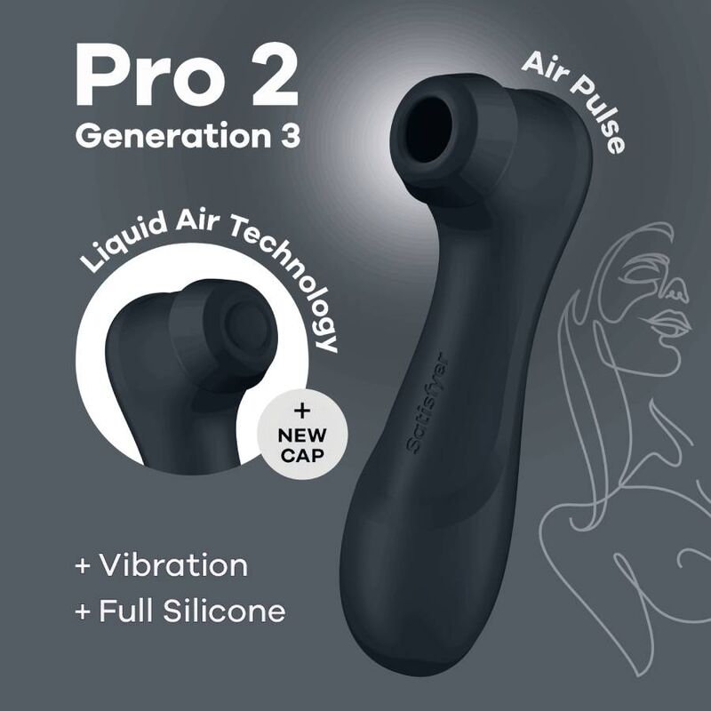 Satisfyer Tecnologia Pro 2 - Massaggiatore ad aria pulsata, colore nero - in mano per le dimensioni