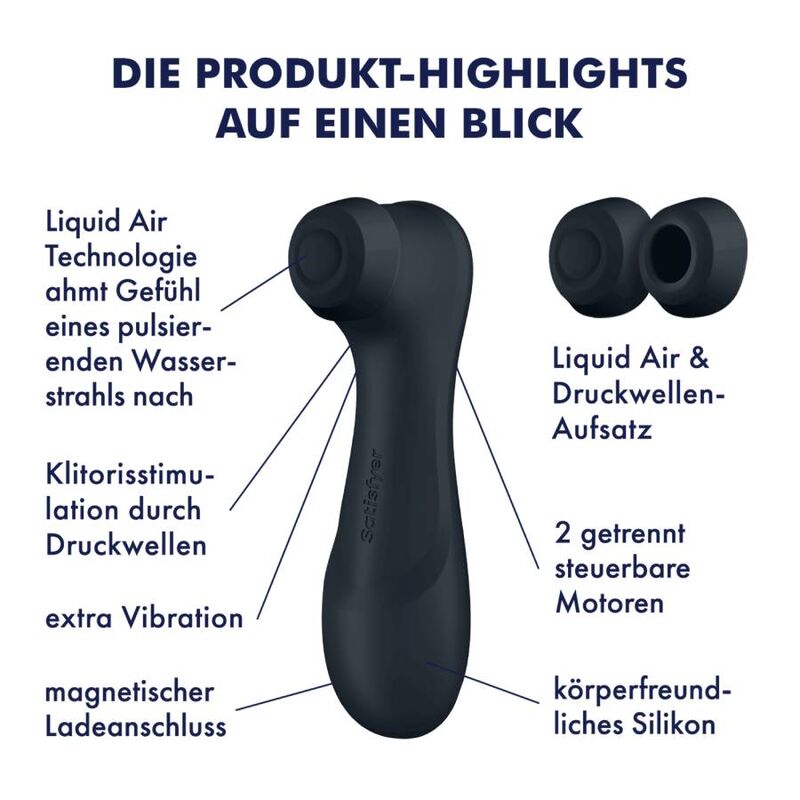 Satisfyer Tecnologia Pro 2 - Massaggiatore ad aria pulsata, colore nero - vista frontale