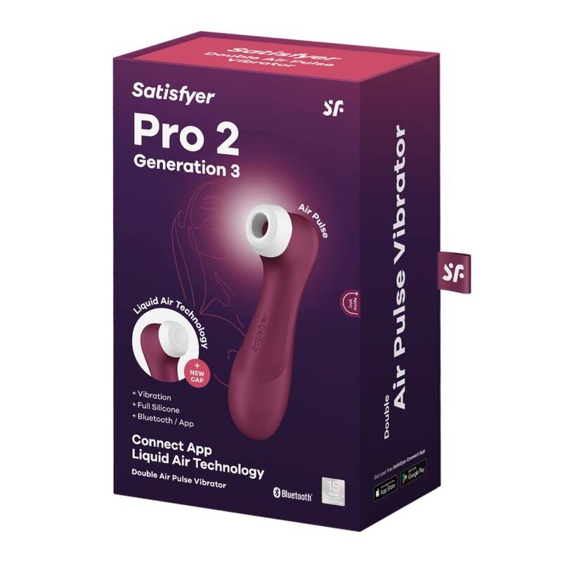 Satisfyer Pro 2 Generación 3 Wine - Massaggiatore con app, colore granata - vista frontale