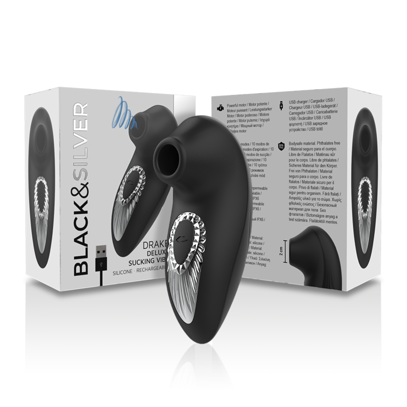 Black&Silver Drake Deluxe Sucking Vibe - Mini massaggiatore - in mano per le dimensioni