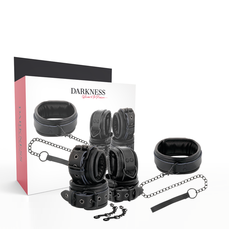 Darkness Manette - Accessorio intimo, colore colletto pelle nera