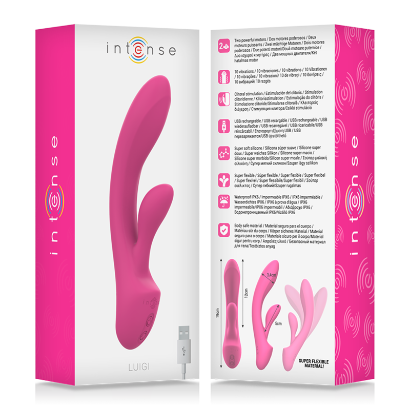 Intense Luigi - Massaggiatore doppio, colore rosa - vista frontale