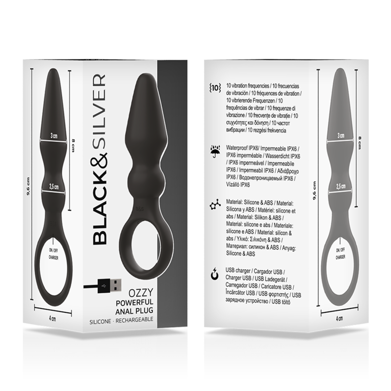Black&Silver Potente Plug - Accessorio intimo - in mano per le dimensioni