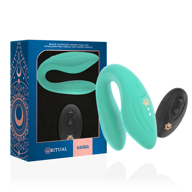 Rithual Kama - Massaggiatore con telecomando, colore acqua - vista laterale