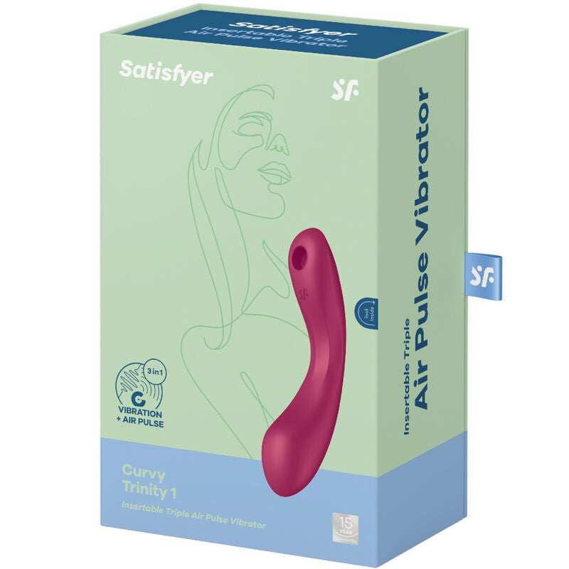 Satisfyer Curve Trinity 1 Air Pulse - Massaggiatore ad aria pulsata, colore rosso - nella confezione