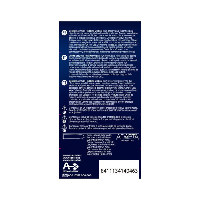 Control Adapta Easy Way Finissimo 10 pezzi - Preservativi, kit da 3 - vista laterale