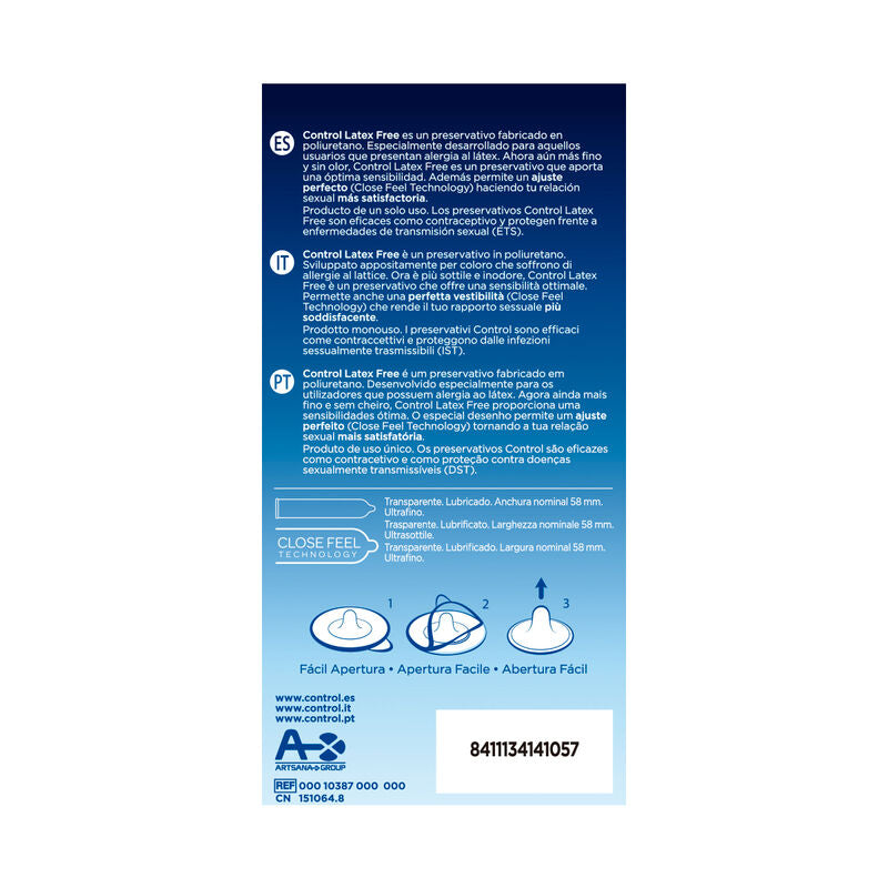 Control Free Sin Latex Condoms 5 Units - Preservativi, kit da 3 - vista laterale