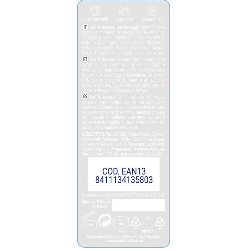 Control 2 EN 1 200 ml - Olio da massaggio, kit da 3 - vista laterale