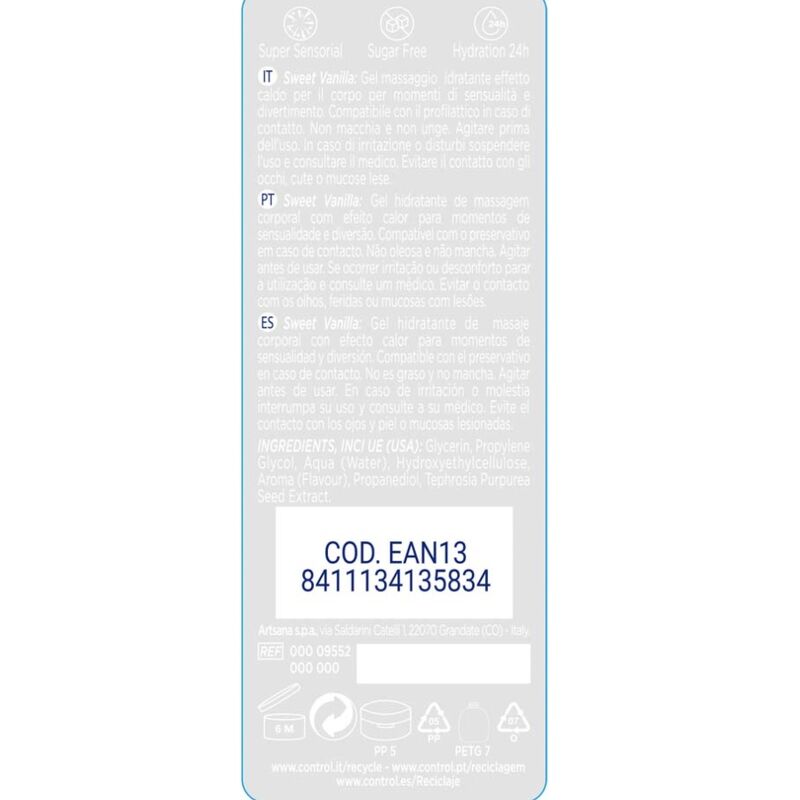 Control 2 EN 1 200 ml - Olio da massaggio, kit da 3 - vista laterale