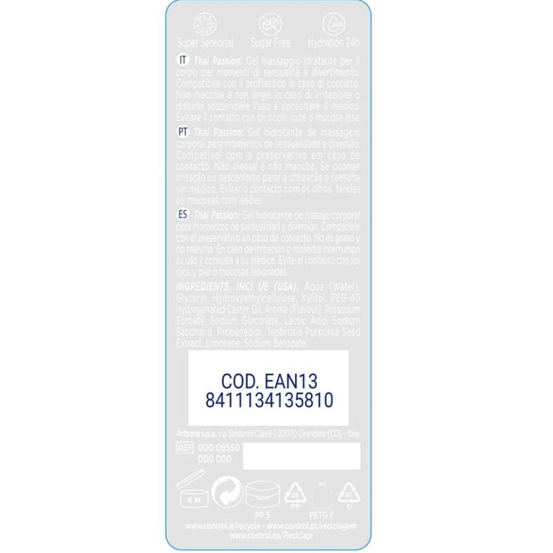 Control 2 EN 1 Passione Thai 200 ml - Olio da massaggio, kit da 3 - vista laterale