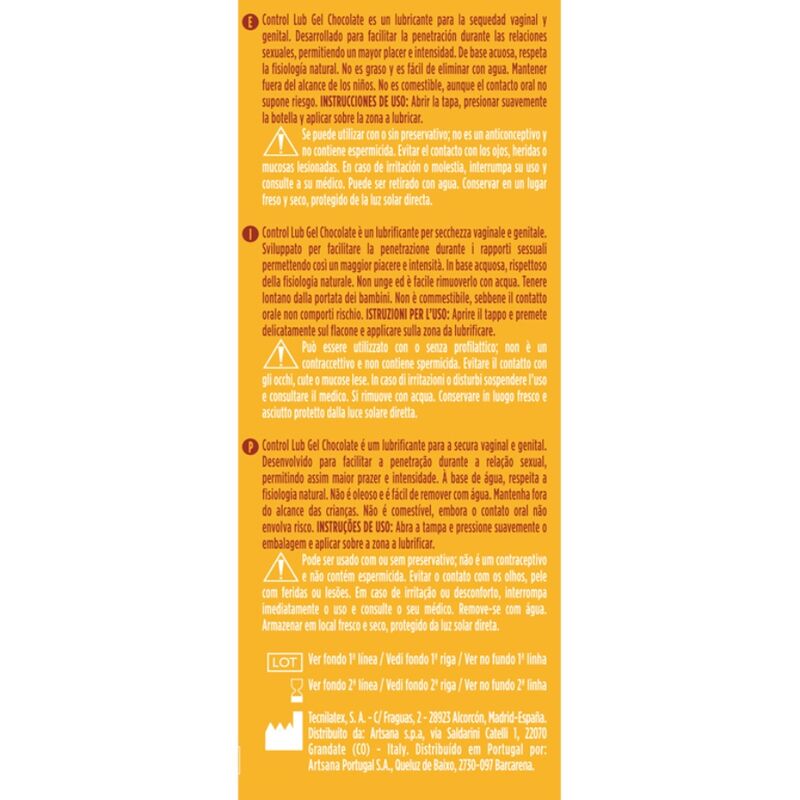 Control Lub Gel 75 ml - Lubrificante, kit da 3, colore al cioccolato - vista laterale