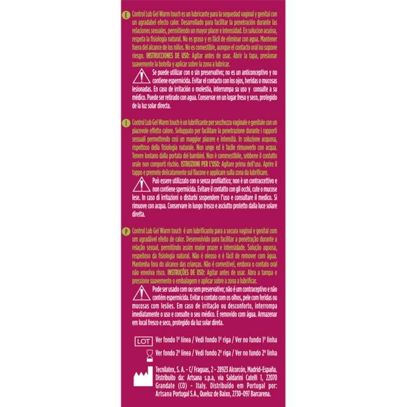 Control Lub Gel 75 ml - Lubrificante, kit da 3, colore standard - vista laterale