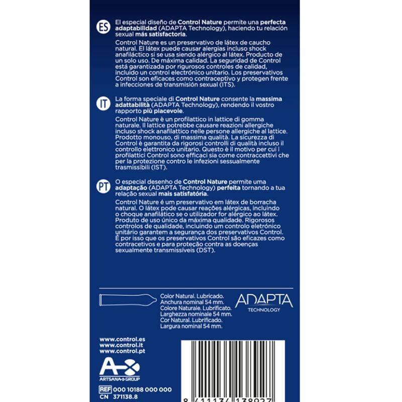 Control Adapta Nature 6 pezzi - Preservativi, kit da 3 - vista laterale