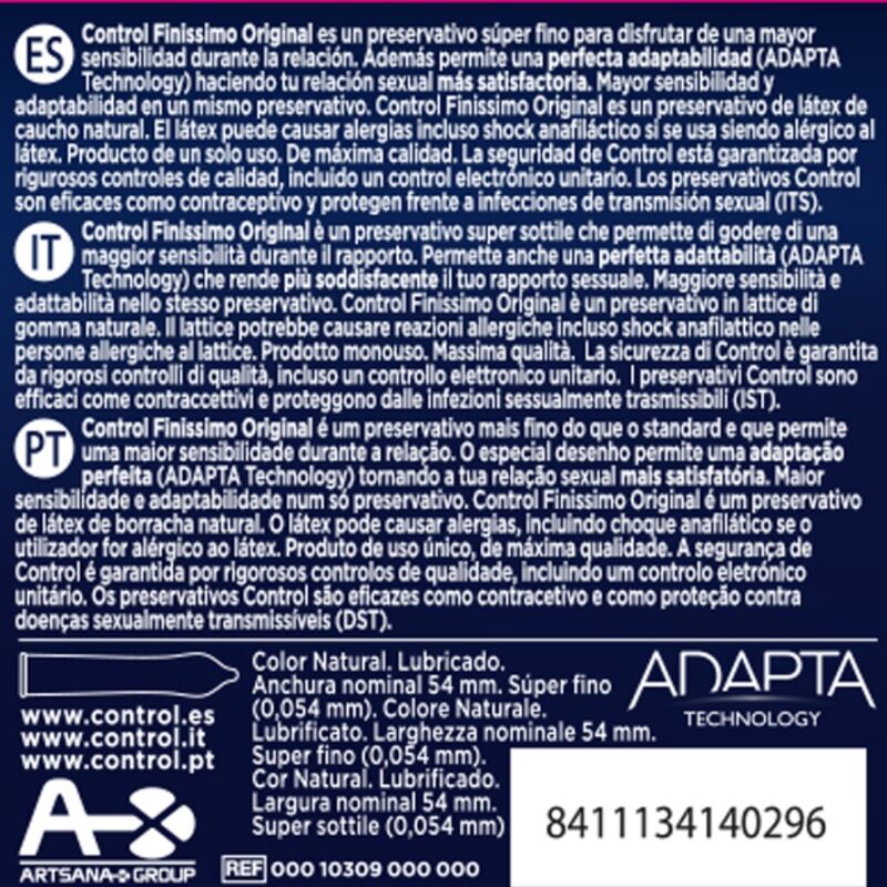 Control Finissimo 3 pezzi - Preservativi, kit da 3 - vista laterale