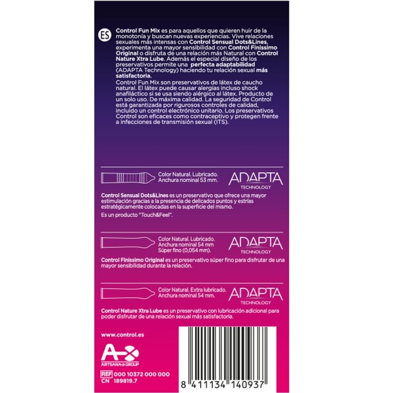 Control Sentiti Divertimento Mix 6 Uds 6 pezzi - Preservativi, kit da 3 - vista laterale