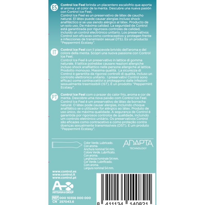 Control Effetto Ice Feel Cool 10 pezzi - Preservativi, kit da 3 - vista laterale