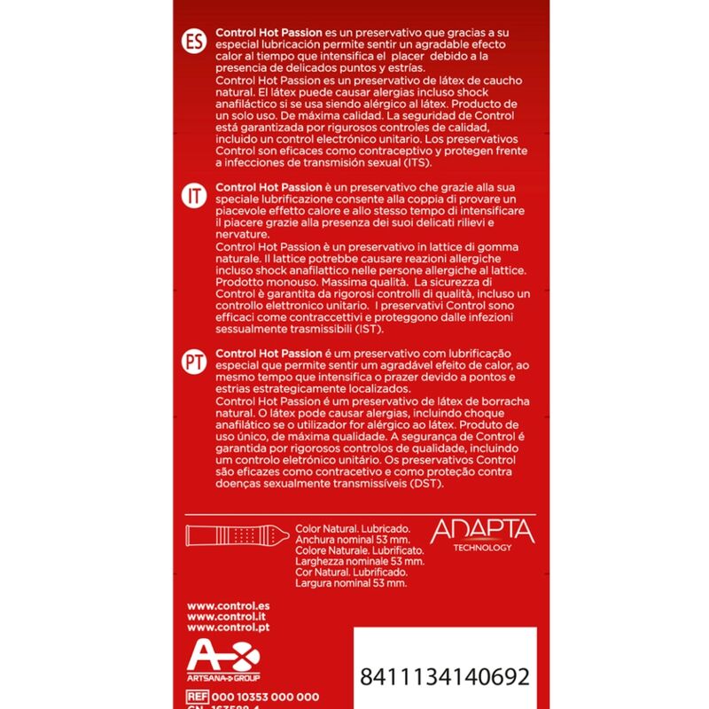 Control Effetto Riscaldante Hot Passion 10 pezzi - Preservativi, kit da 3 - vista laterale