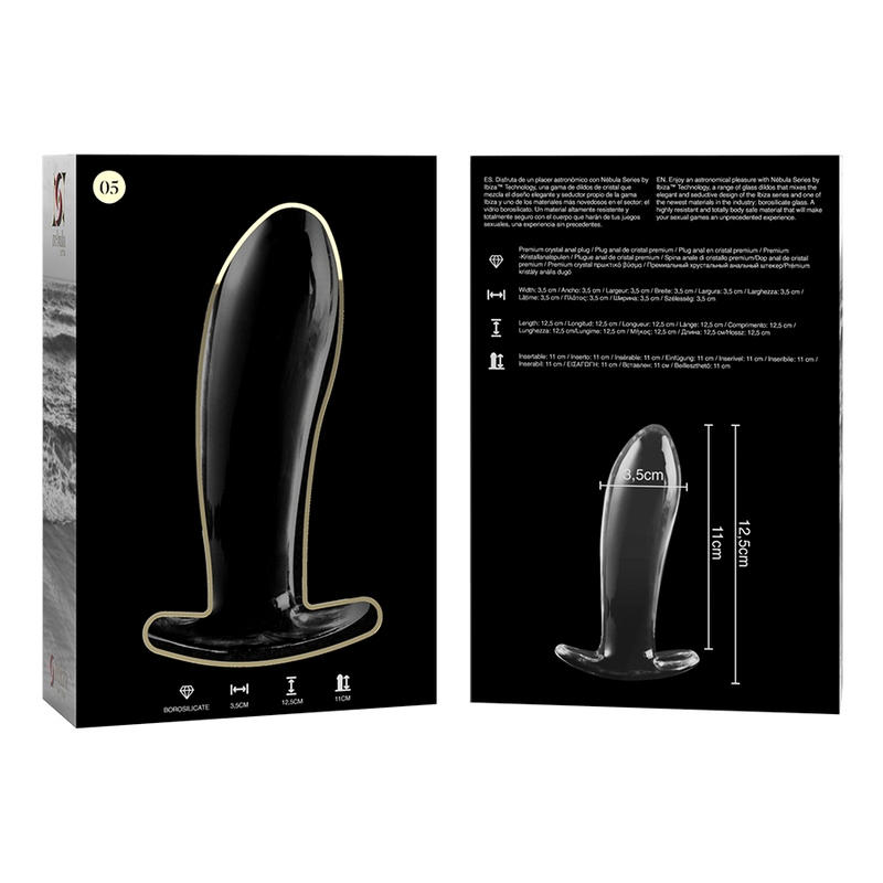 Nebula Series By Ibiza 5 Plug Vetro Borosilicato - Accessorio intimo, colore trasparente - in mano per le dimensioni