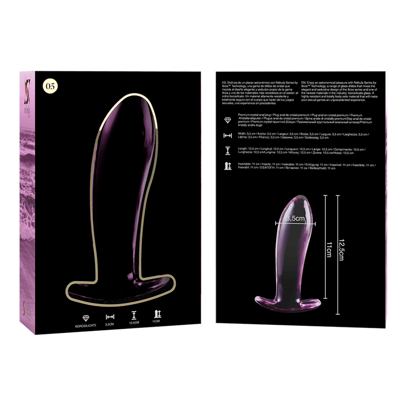 Nebula Series By Ibiza 5 Plug Vetro Borosilicato - Accessorio intimo, colore rosa - in mano per le dimensioni