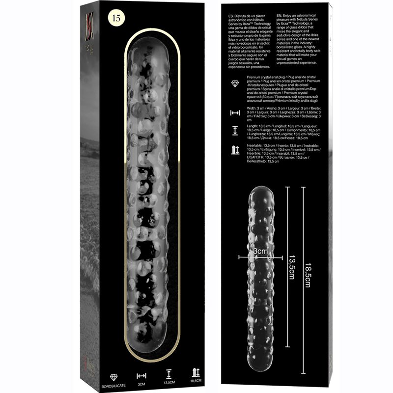 Nebula Series By Ibiza Vetro Borosilicato - Accessorio intimo, colore trasparente - in mano per le dimensioni